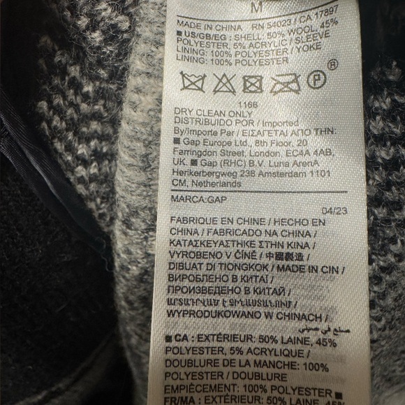 Gap Black Plaid Long Wool Shirt Jacket - Picture 6 of 6